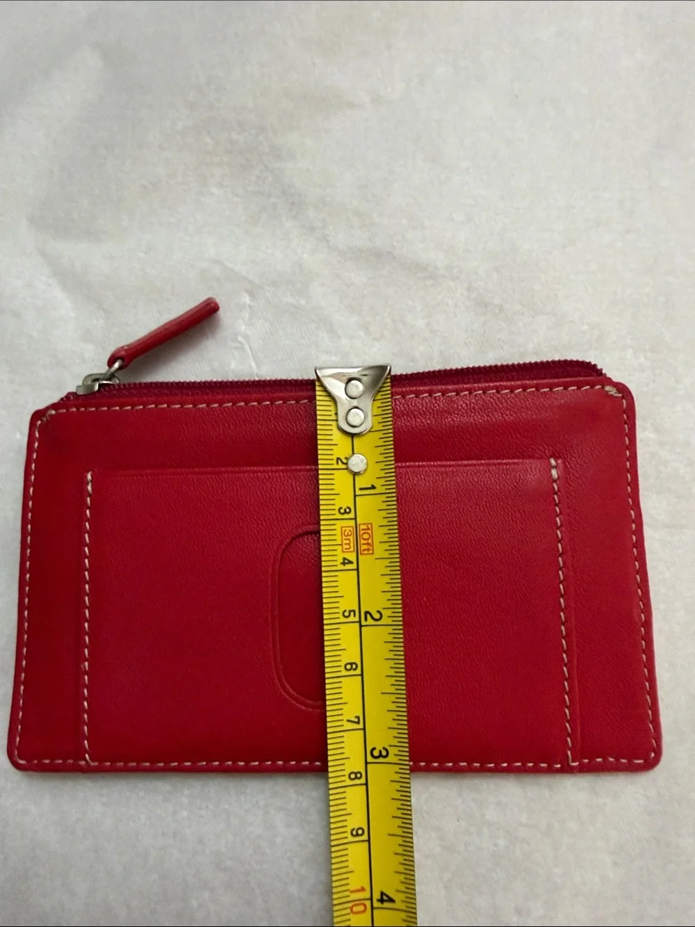 Lodis Red Leather Slim Card Wallet with Zip Closure